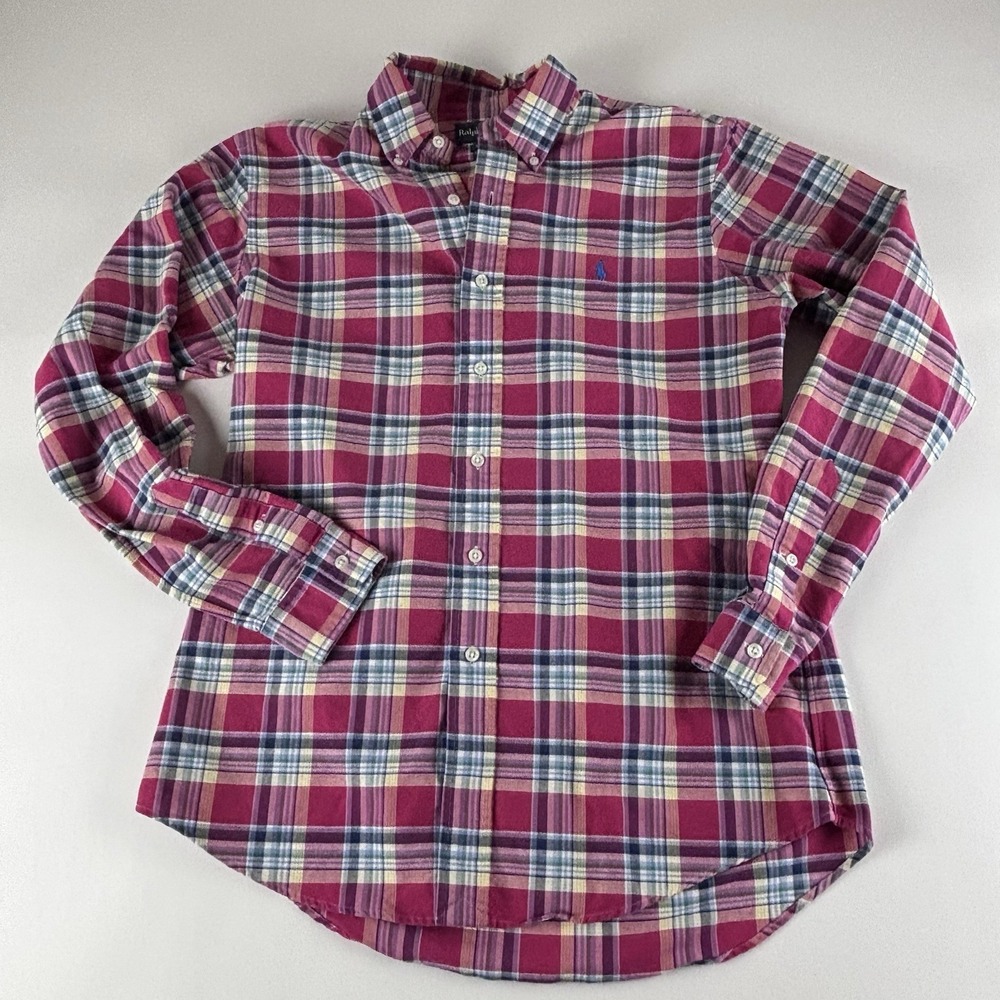 Ralph Lauren Shirt Mens Medium Red Plaid Flannel Button Down Long Sleeve Pony